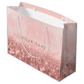 バラピンク赤面結婚グリッターブライダル ラージペーパーバッグ (裏面アングル)