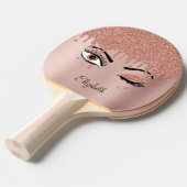 バラピンク金ゴールドまつげグリッター卓球 卓球ラケット (正面アングル)