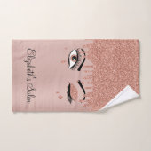 バラピンク金ゴールドまつげ滴下グリッターサロン ハンドタオル (ハンドタオル)