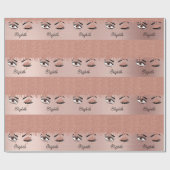 バラピンク金ゴールドまつげ滴下グリッター名 ラッピングペーパー (フラット)