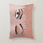 バラピンク金ゴールドまつげ滴下グリッター アクセントクッション (正面(垂直))