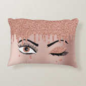 バラピンク金ゴールドまつげ滴下グリッター アクセントクッション (裏面)