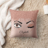 バラピンク金ゴールドまつげ滴下グリッター クッション (ブランケット)