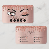 バラピンク金ゴールドまつ毛グリッターロイヤリティカード 名刺 (正面/裏面)