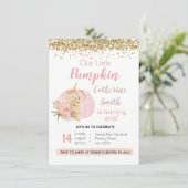 バラピンク金ゴールドカボチャ1st誕生日 招待状 (スタンド正面)