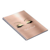 バラピンク金ゴールドグリッターアイズメイク美しいホワイト ノートブック (右側)