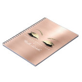 バラピンク金ゴールドグリッターアイズメイク美しいホワイト ノートブック (左側)