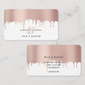 バラピンク金ゴールドドリップスヘア&メイクアップアーティスト 名刺 (正面/裏面)