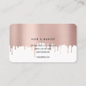 バラピンク金ゴールドドリップスヘア&メイクアップアーティスト 名刺 (裏面)