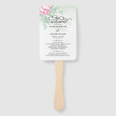 バラピンク金ゴールドフローラ緑結婚式 プログラム ハンドファン (正面)