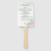 バラピンク金ゴールドフローラ緑結婚式 プログラム ハンドファン (裏面)