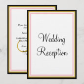 バラピンク金ゴールドモノグラムウェディングレセプション 招待状 (正面/裏面)