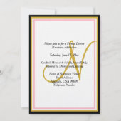 バラピンク金ゴールドモノグラムウェディングレセプション 招待状 (裏面)