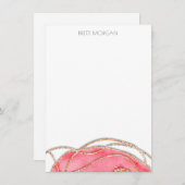 バラピンク金ゴールド瑪瑙 ノートカード (正面/裏面)