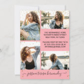 バラピンク金ゴールド紙吹雪フォトコラージキンセアニラ 招待状 (裏面)