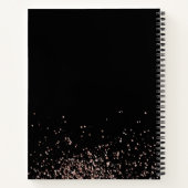 バラピンク金ゴールド&ブラックグリッターフレームモノグラム ノートブック (裏面)