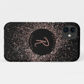 バラピンク金ゴールド&ブラックモノグラム Case-Mate iPhoneケース (裏面(横))