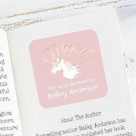 バラピンク魔法のユニコーンこの本は属する スクエアシール