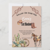 バラピンク1stロデオ女性のカーボーイ誕生日 招待状 (正面)