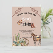 バラピンク1stロデオ女性のカーボーイ誕生日 招待状 (スタンド正面)