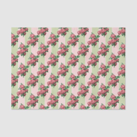 バラピンク&グリーンストライプ 薄葉紙 (正面)