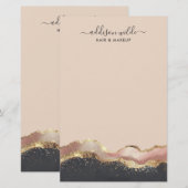 バラピンク グレー ゴールド エレガント モダン スクリプト 便箋 (正面/裏面)