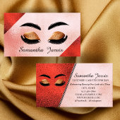 バラピンク&マルーンフォイルムラッシュアンドブローブランディング 名刺