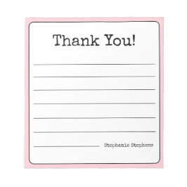 バラピンク レトロ お名前 ありがとう ノート用紙 ライン入り ノートパッド