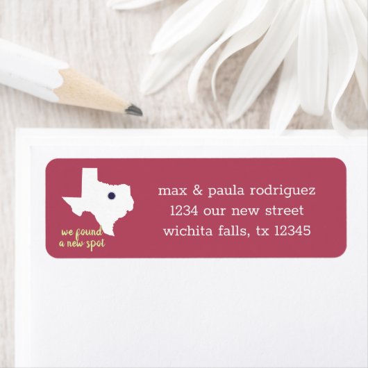 バラピンク,新しい場所を見つけた – テキサス州ムービング ラベル (インサイチュ)