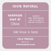 バラピンク |石けん原料製品ラベル スクエアシール (正面)