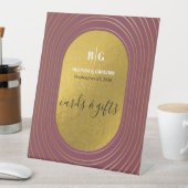 バラピンク&金ゴールドモダンアーチウェディングカードギフト 台座サイン (インサイチュ)