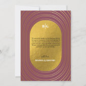 バラピンク&金ゴールドモダンミニマリストアー結婚チ サンキューカード (裏面)