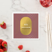 バラピンク&金ゴールドモダンミニマリストアー結婚チ スタンダードカクテルナプキン (インサイチュ)