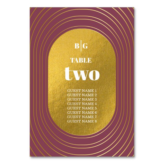 バラピンク&金ゴールドモダンミニマリストアー結婚チ テーブルナンバー (正面)