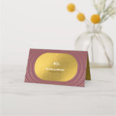 バラピンク&金ゴールドモダンミニマリストアー結婚チ プレイスカード (裏面)