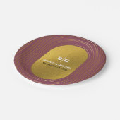 バラピンク&金ゴールドモダンミニマリストアー結婚チ ペーパープレート (アングル)