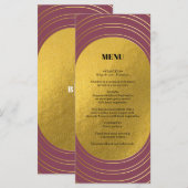 バラピンク&金ゴールドモダンミニマリストアー結婚チ メニュー (正面/裏面)