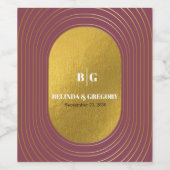 バラピンク&金ゴールドモダンミニマリストアー結婚チ ワインラベル (シングルラベル)