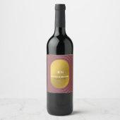 バラピンク&金ゴールドモダンミニマリストアー結婚チ ワインラベル (正面)