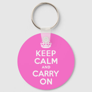 バラピンクKeep Calm and Carry On キーホルダー
