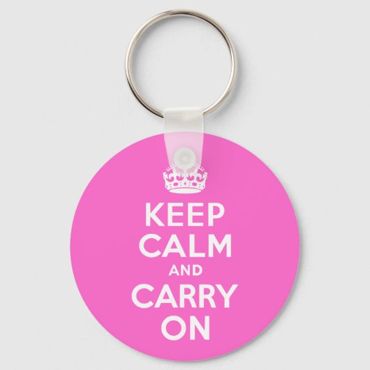 バラピンクKeep Calm and Carry On キーホルダー (正面)