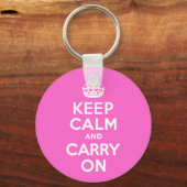 バラピンクKeep Calm and Carry On キーホルダー (正面)
