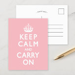 バラピンクKeep Calm and Carry On ポストカード<br><div class="desc">バラピンクKeep Calm and Carry On</div>