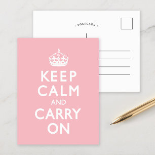 バラピンクKeep Calm and Carry On ポストカード