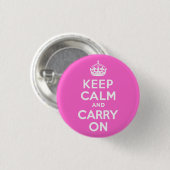 バラピンクKeep Calm and Carry On 缶バッジ (正面&裏面)