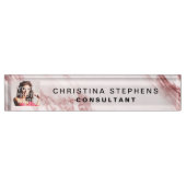 バラピンモダンク赤面大理石石模様写真 デスクネームプレート (正面)