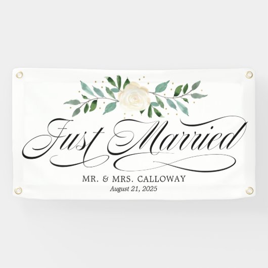 バラファンシーたった今結婚しましたカーバナー 横断幕 (横)