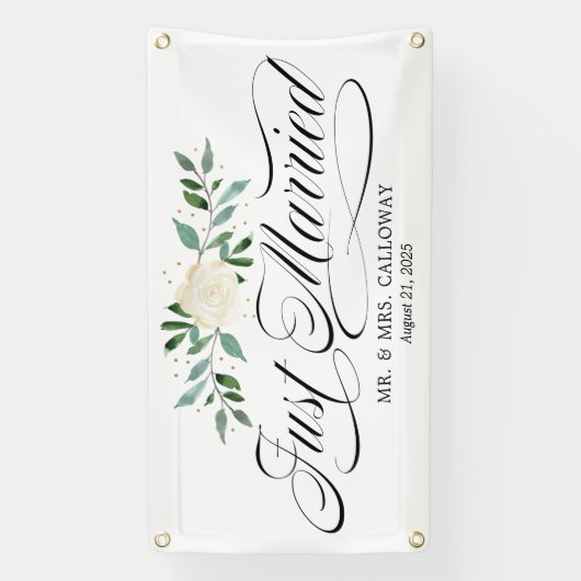 バラファンシーたった今結婚しましたカーバナー 横断幕 (縦)