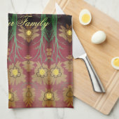 バラファンシーと黄茶タオル キッチンタオル (四つ折り)