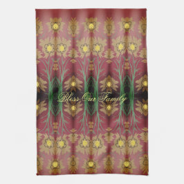 バラファンシーと黄茶タオル キッチンタオル